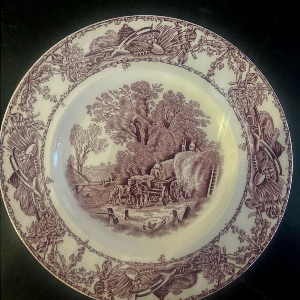 6 Vintage Clarice Cliff PURPLE Dessert Plates